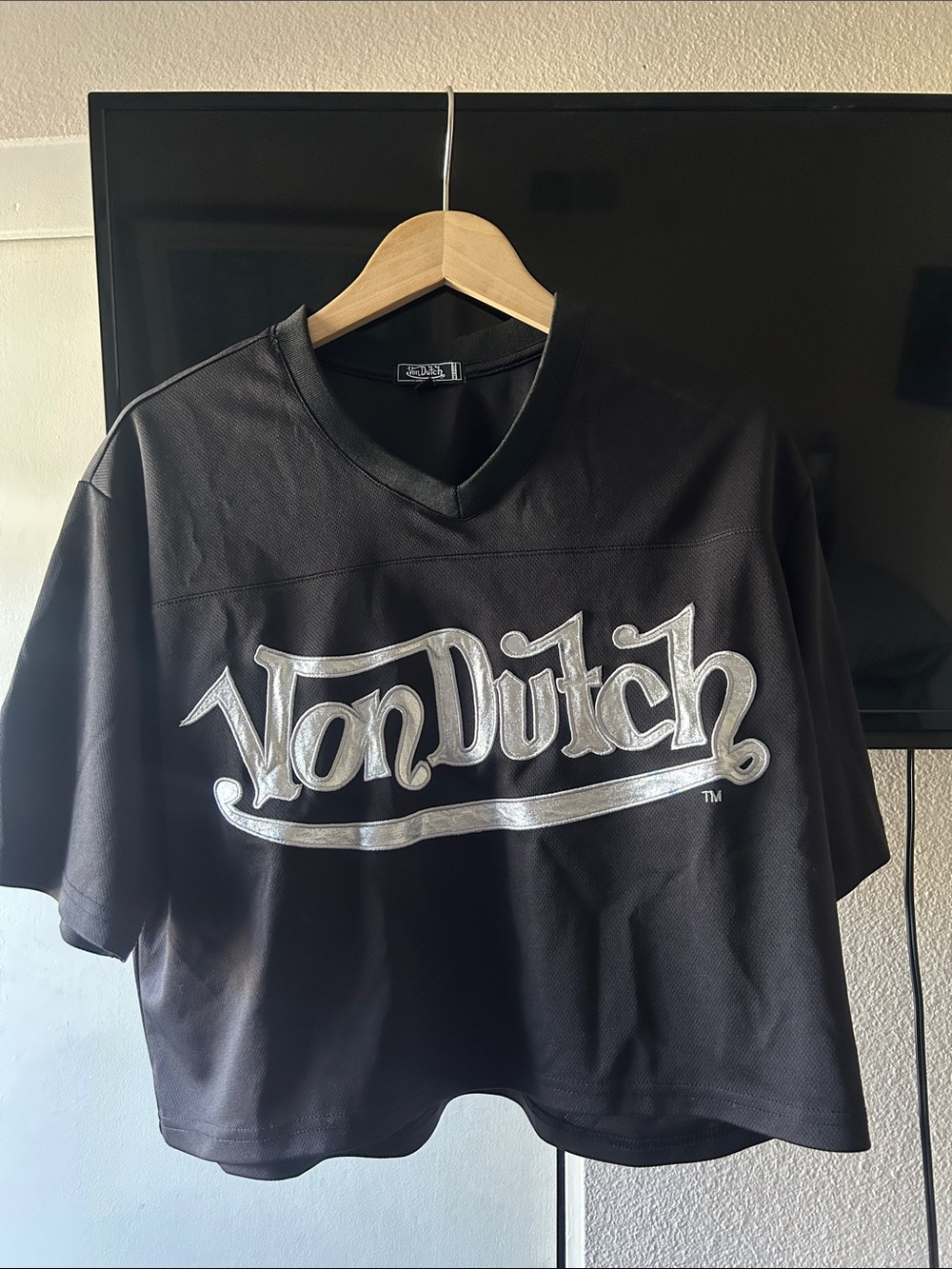 Von Dutch Black Tee with Silver Logo Script